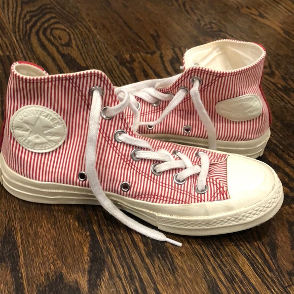 striped high top converse